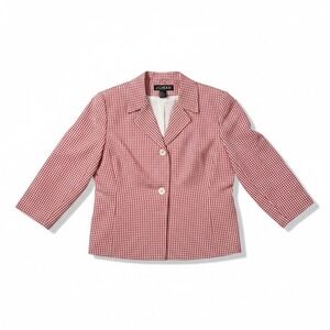 JG Hook Red White Gingham Blazer,‎ Women's Size 8 Jacket, 100% Cotton, 22-4155-2